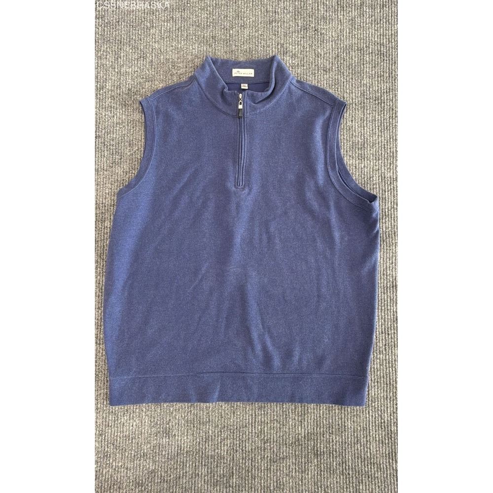 Peter Millar Men's Blue 1/4 Zip Rayon Blend Sleeveless Pullover Vest Sz XXL